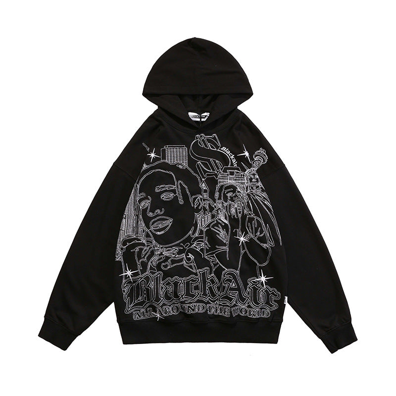 American Graffiti Printing Couples Hooded Sweater Man