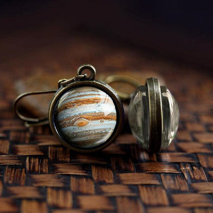 The Wonders Of The Seven Planets Double-sided Glass Earrings Creative Jewelry