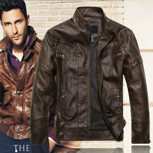 Faux Leather Biker Jacket Motorcycle Man Jacket winter