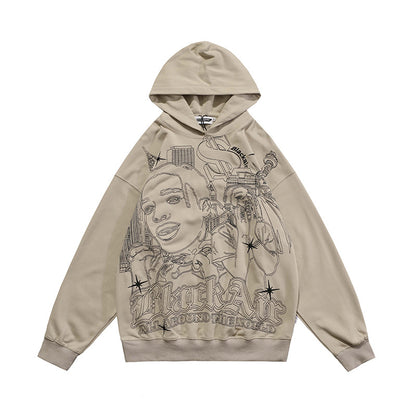 American Graffiti Printing Couples Hooded Sweater Man