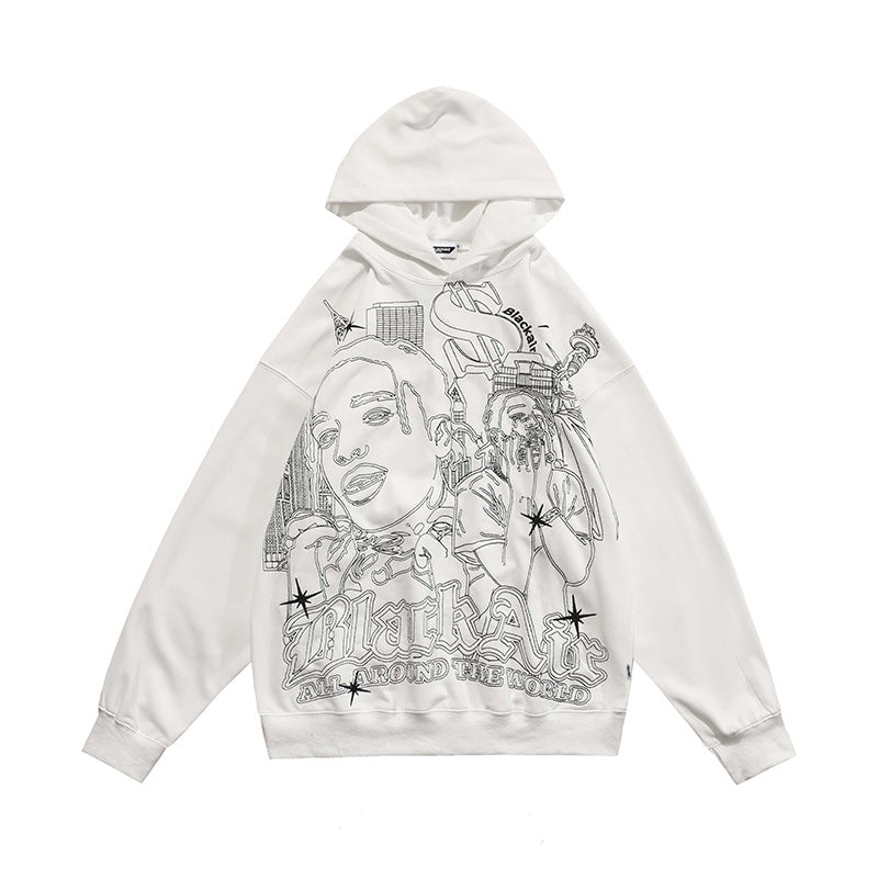 American Graffiti Printing Couples Hooded Sweater Man