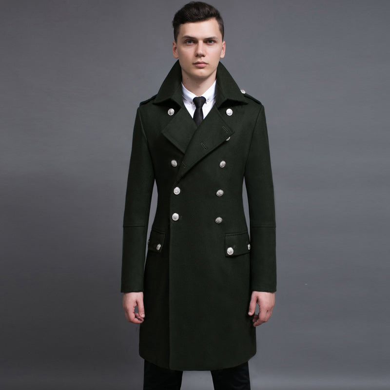 Double-row Retro Woolen Coat Man