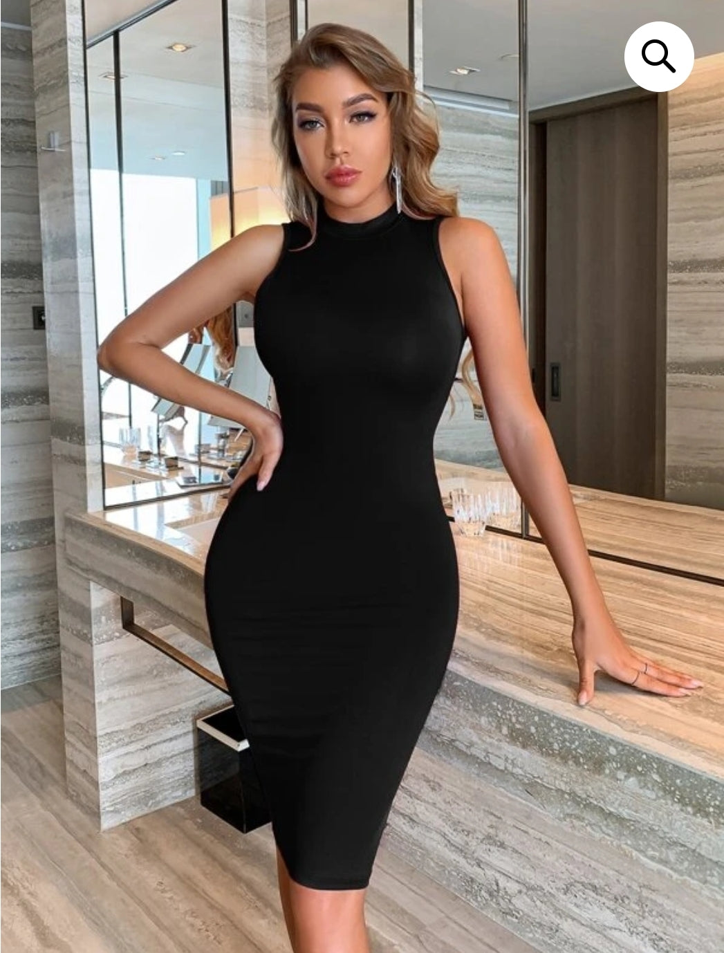 Robe Shein sexy sans manches moulante à col montant taille 38