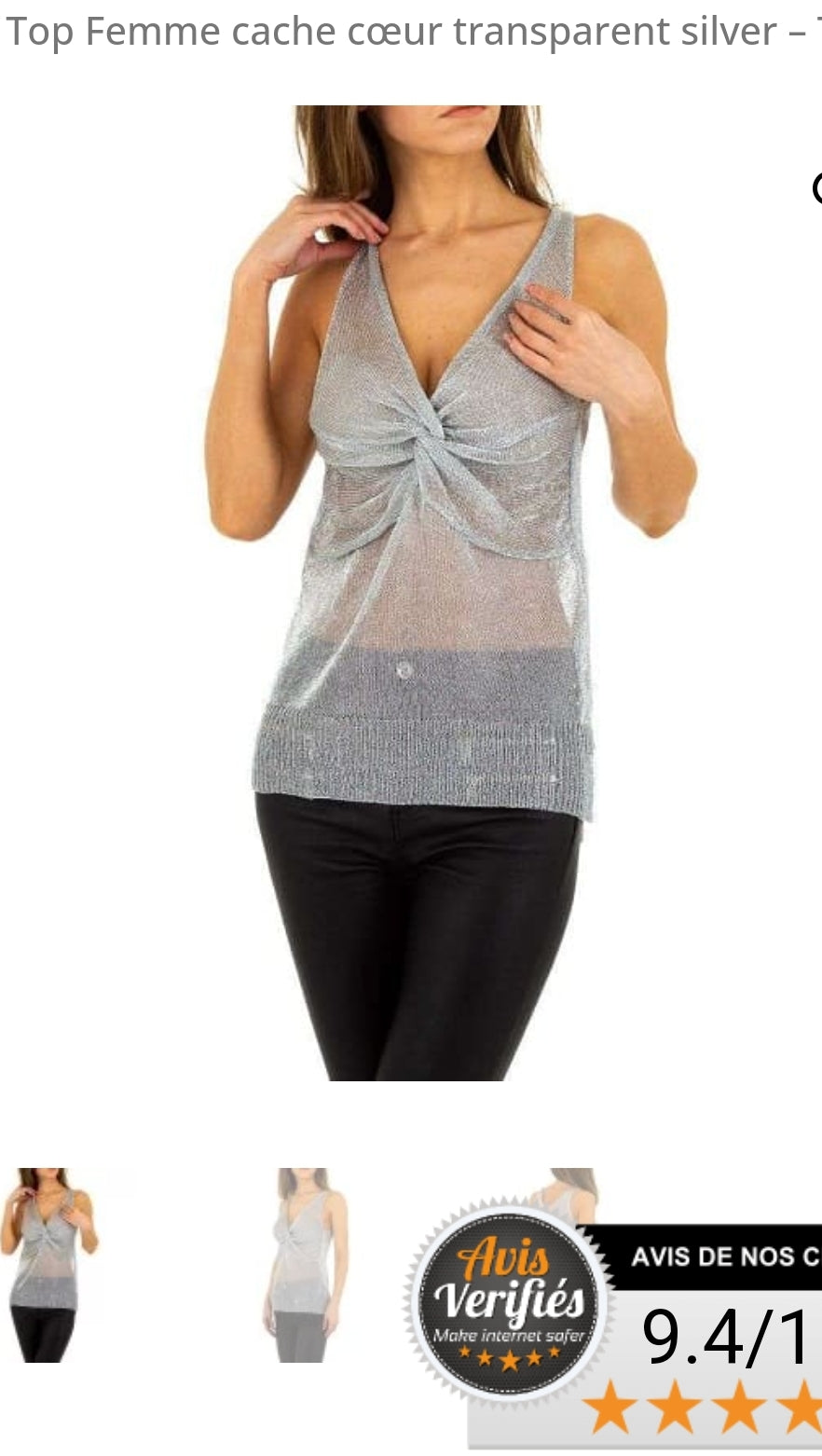 Top Femme cache cœur transparent silver – TU