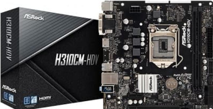 Carte mère ASROCK H310CM-HDV (1151-v2) (D)
Asrock H310CM-HDV. Fabricant de processeur: Intel, Socket de processeur (réceptable de processeur): LGA 1151 (Emplacement H4), Processeurs compatibles: Intel® Celeron®, Intel® Core™ i3, Intel Core i5, Intel C