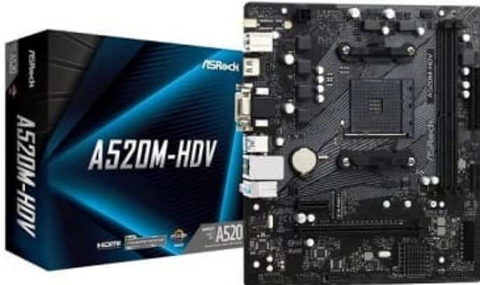 Carte mère AM4 ASRock A520M-HDV
MB A520M-HDV AM4 M-ATX retail – AMD Socket AM4 (Ryzen)