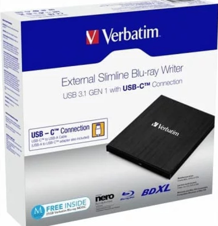 Verbatim DVW ext. Slimline USB3.1 Typ C Blu-ray Brenner extern retail
Verbatim 43889. Couleur du produit: Noir, Mécanisme de chargement: Plateau. Utilité: PC de bureau/PC portable, Lecteur optique: Blu-Ray RW, Interface: USB 3.1 Gen 1. Pri