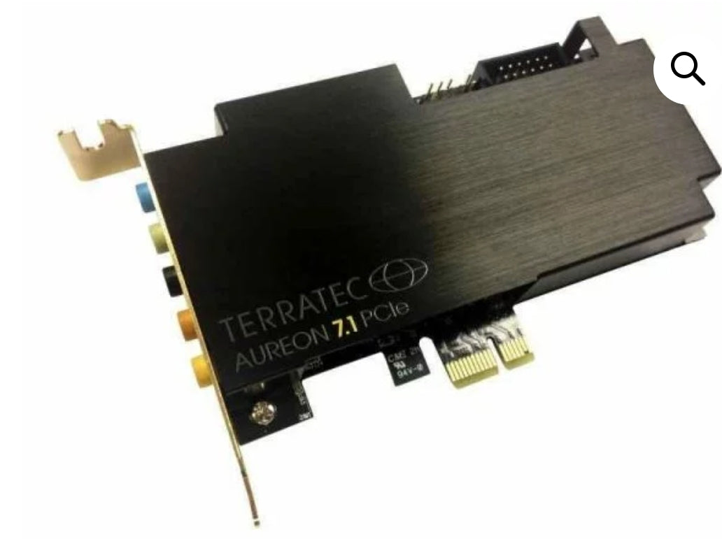 Carte son Interne 7.1 canaux TerraTec Aureon 7.1
Terratec Aureon 7.1 PCIe. Canaux de sortie audio: 7.1 canaux, Qualité audio: 24 bit, Le rapport signal sur bruit (SNR): 100 dB. Interface de l’hôte: PCI-E. Mémoire vive (RAM) minimale: 1024 M