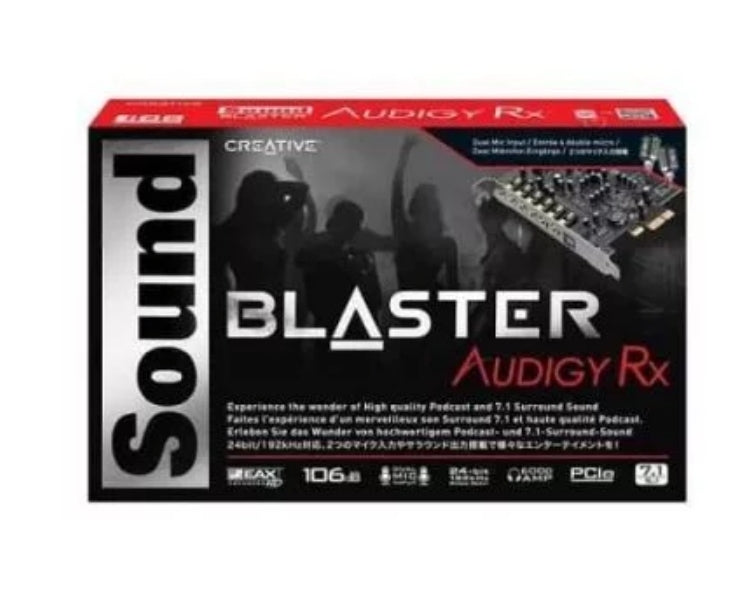 Carte son Interne 7.1 canaux Creative Sound Blaster Audigy
Creative Labs Sound Blaster Audigy Rx. Canaux de sortie audio: 7.1 canaux, Qualité audio: 24 bit, Le rapport signal sur bruit (SNR): 106 dB. Interface de l’hôte: PCI-E. Logiciels fo