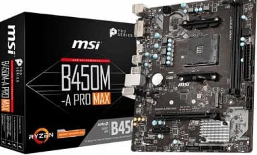 MSI B450M-A PRO MAX (AM4) (D)
MSI B450M-A PRO MAX. Fabricant de processeur: AMD, Socket de processeur (réceptable de processeur): Emplacement AM4, Processeurs compatibles: AMD A,AMD Athlon X4,AMD Ryzen. Types de mémoire pris en charge: DDR4