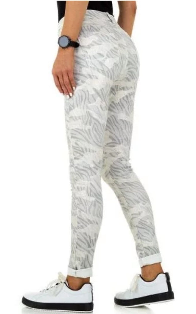 Jeans Femme camouflage stretch silver – S