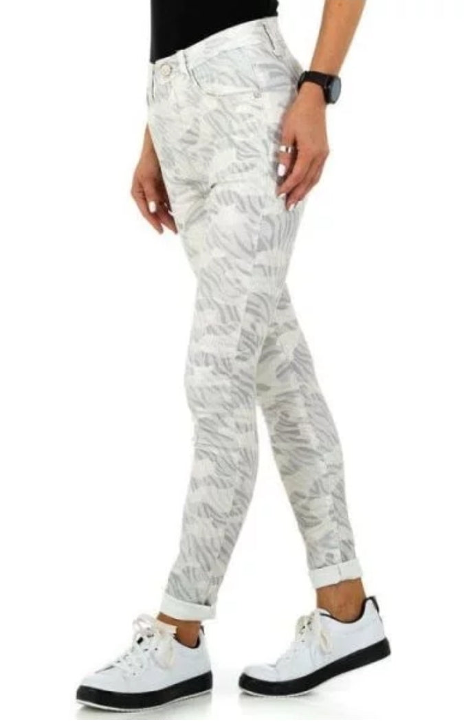 Jeans Femme camouflage stretch silver – S