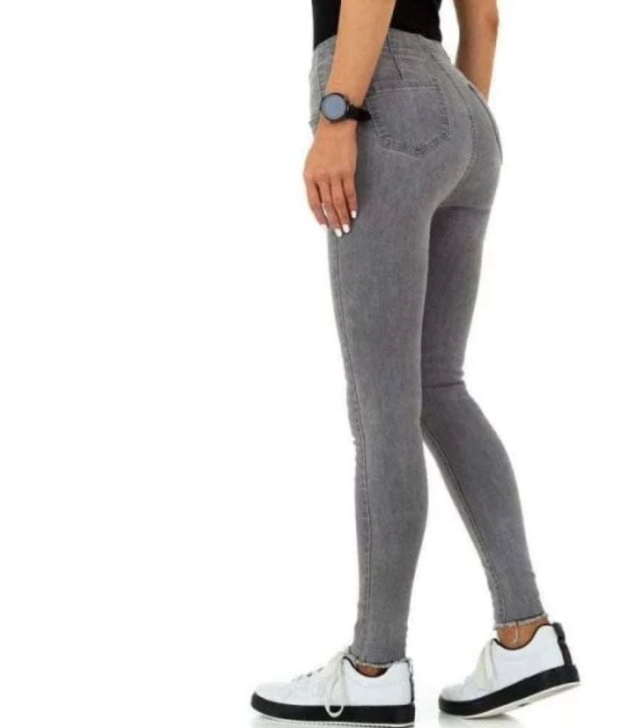 Jeans Femme taille haute skinny gris – L