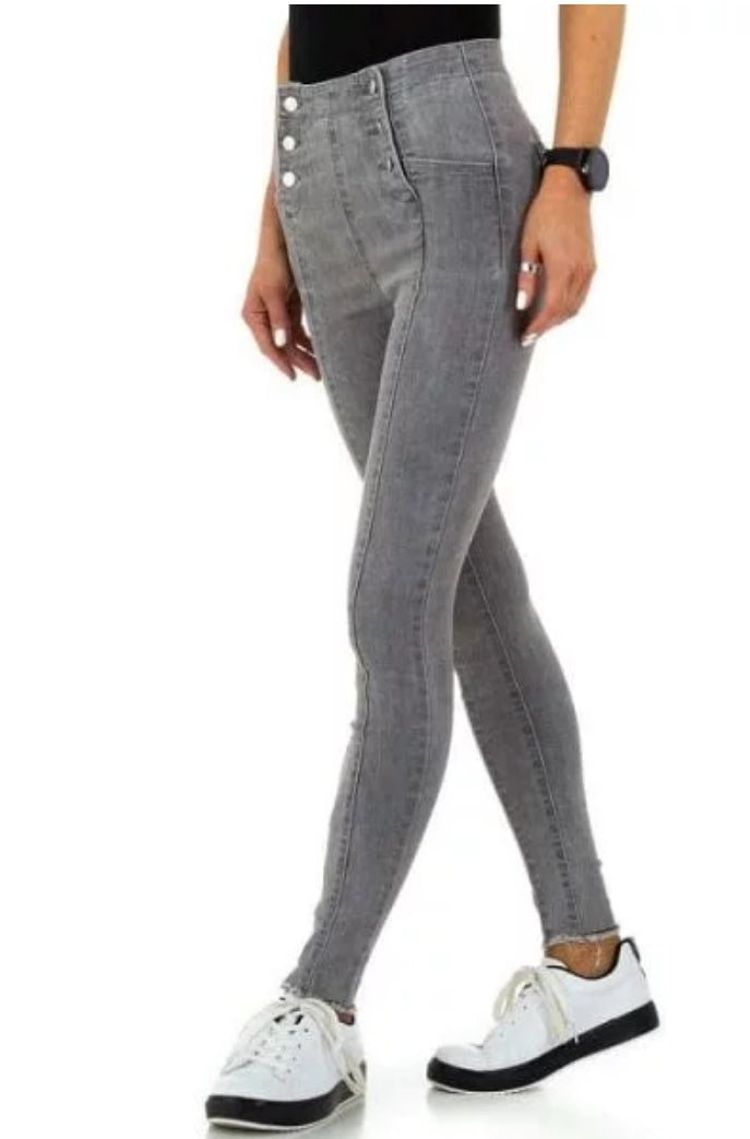 Jeans Femme taille haute skinny gris – L
