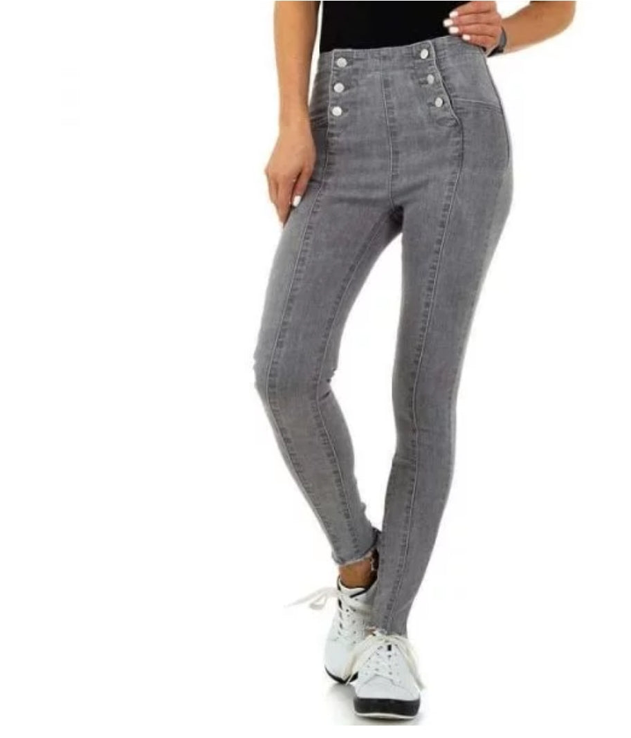 Jeans Femme taille haute skinny gris – L