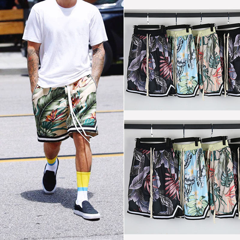 Hip Hop Man Bieber Hawaiian Style Beach Pants Shorts