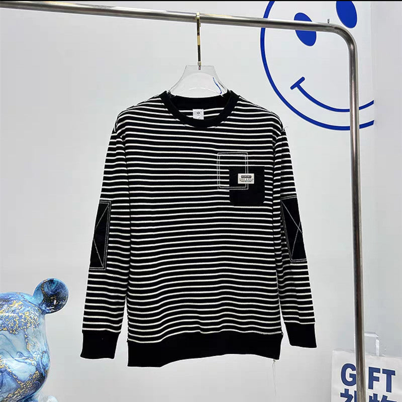 Autumn New Round Neck Pullover Stripe Sweater Man