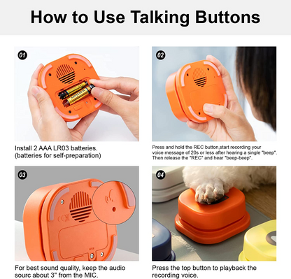 MEWOOFUN Dog Button Record Talking Pet Communication Vocal Training Interactive Toy Bell Ringer With Pad And Sticker Easy To Use