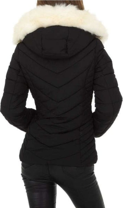 Veste Femme d’hiver capuche fausse fourrure blanche