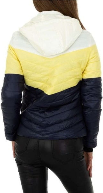 Veste Femme avec capuche bleu jaune blanc