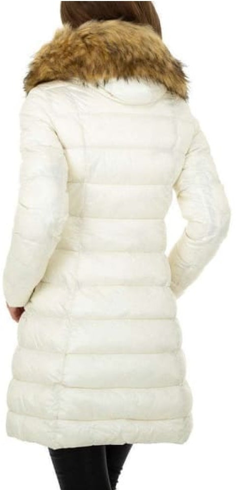 Veste Femme longue fausse fourrure blanche