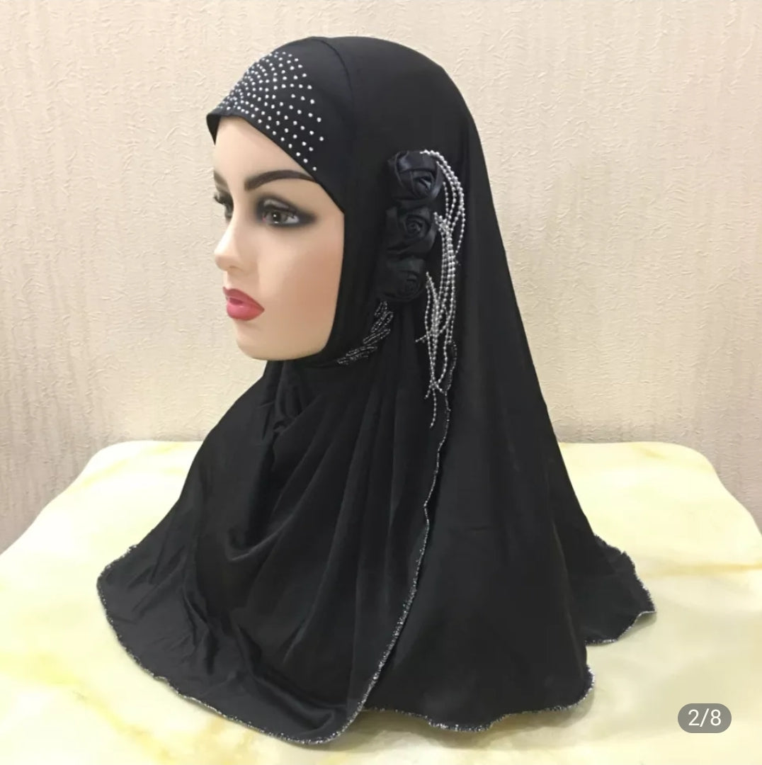 Hijab pour filles musulmanes H357a, foulard islamique amira à tirer, Turban, châle (livraison 20 jours)