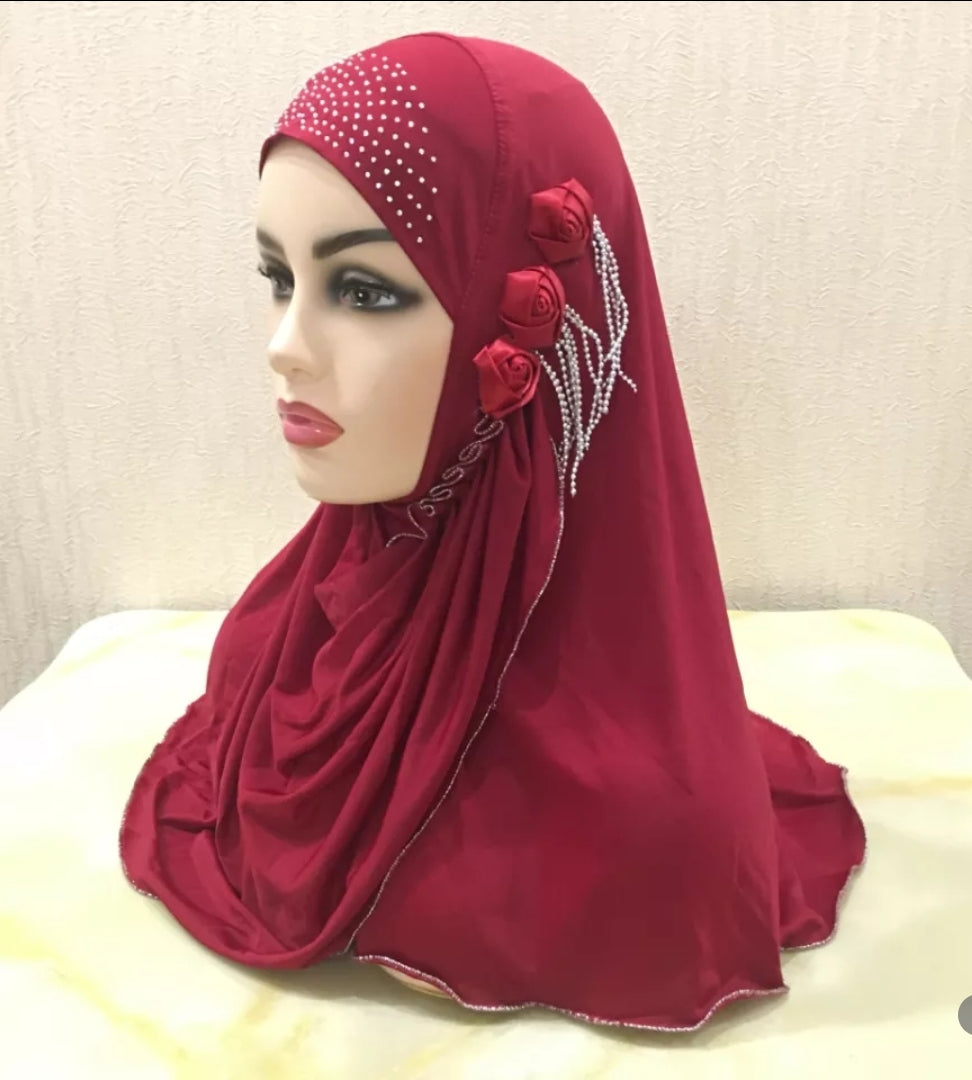 Hijab pour filles musulmanes H357a, foulard islamique amira à tirer, Turban, châle (livraison 20 jours)