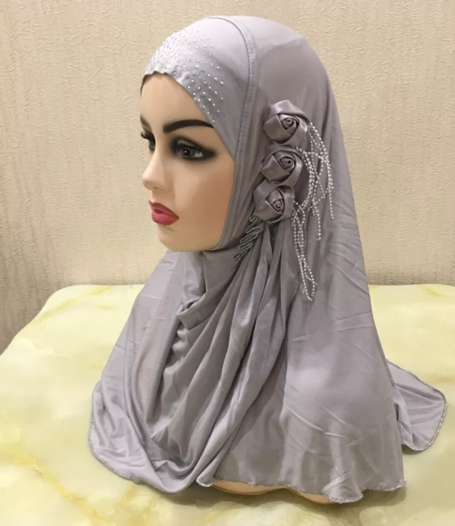 Hijab pour filles musulmanes H357a, foulard islamique amira à tirer, Turban, châle (livraison 20 jours)