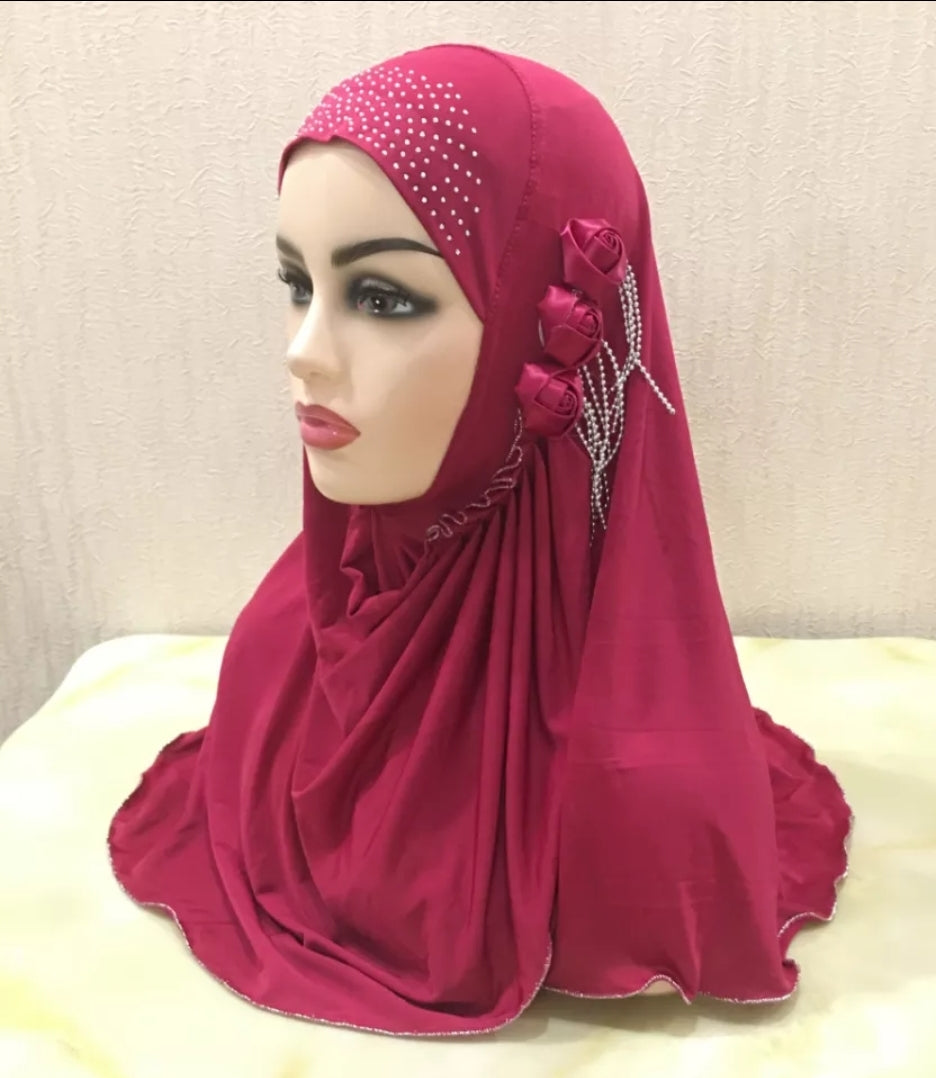 Hijab pour filles musulmanes H357a, foulard islamique amira à tirer, Turban, châle (livraison 20 jours)