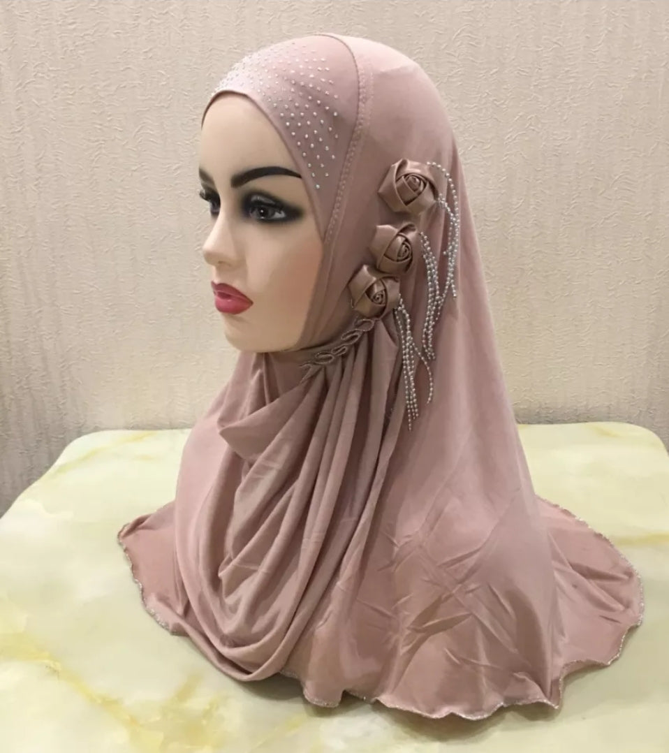 Hijab pour filles musulmanes H357a, foulard islamique amira à tirer, Turban, châle (livraison 20 jours)