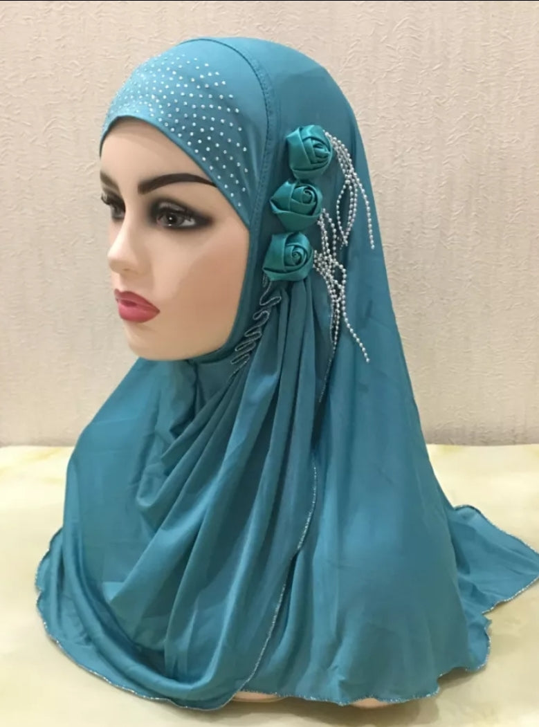 Hijab pour filles musulmanes H357a, foulard islamique amira à tirer, Turban, châle (livraison 20 jours)